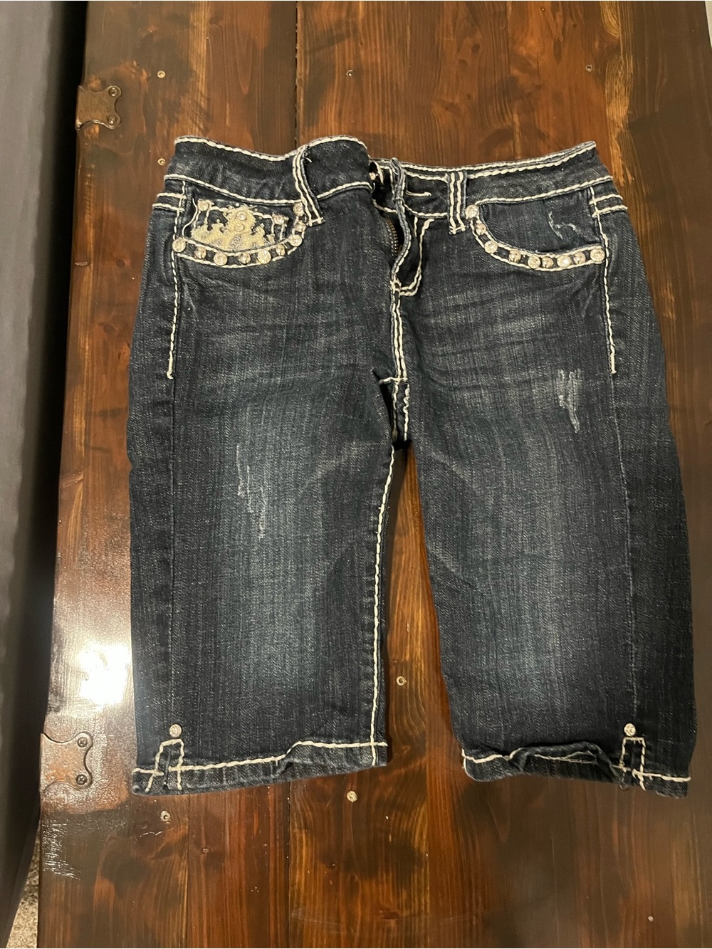 L.A. idol Dark Blue Denim Boyfriend Crop Jeans